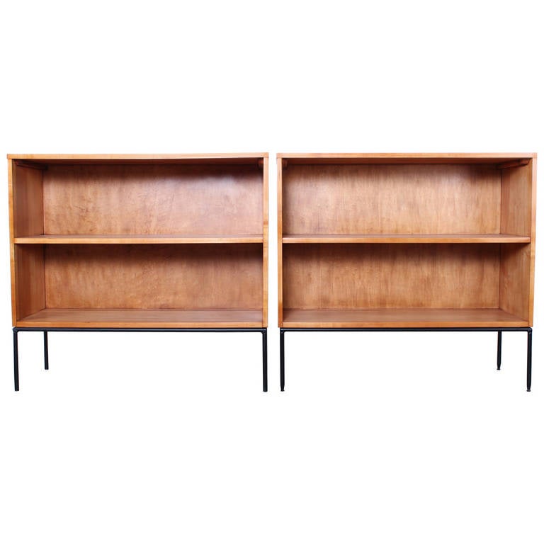 Pair of Early Bookcases on Iron Legs by Paul McCobb at 1stDibs