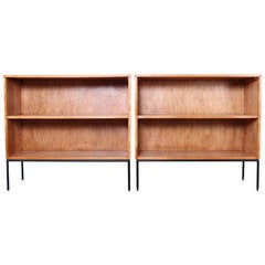 Pair of Early Bookcases on Iron Legs by Paul McCobb