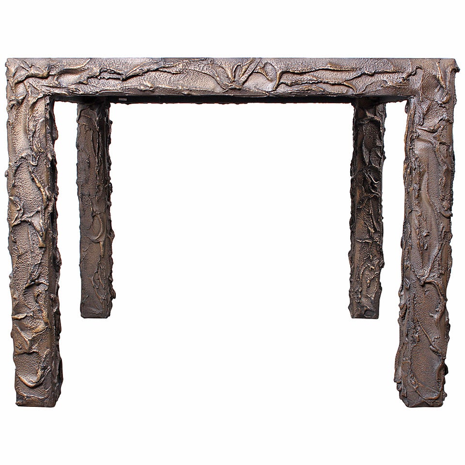 Sculpted Bronze Dining or Game Table by Paul Evans
