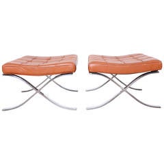 Pair of Barcelona Stools by Mies van der Rohe