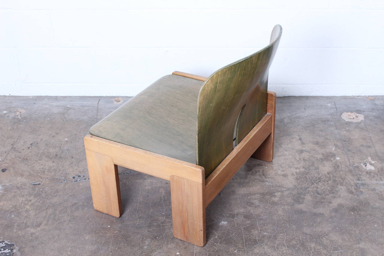 Mid-20th Century Rare Green Aniline Lounge Chair by Tobia and Afra Scarpa