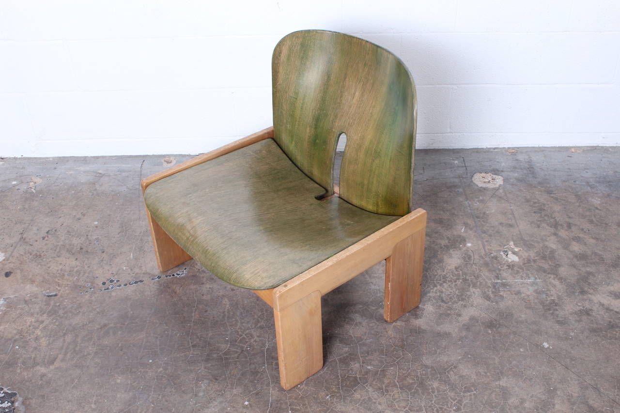 Rare Green Aniline Lounge Chair by Tobia and Afra Scarpa 3