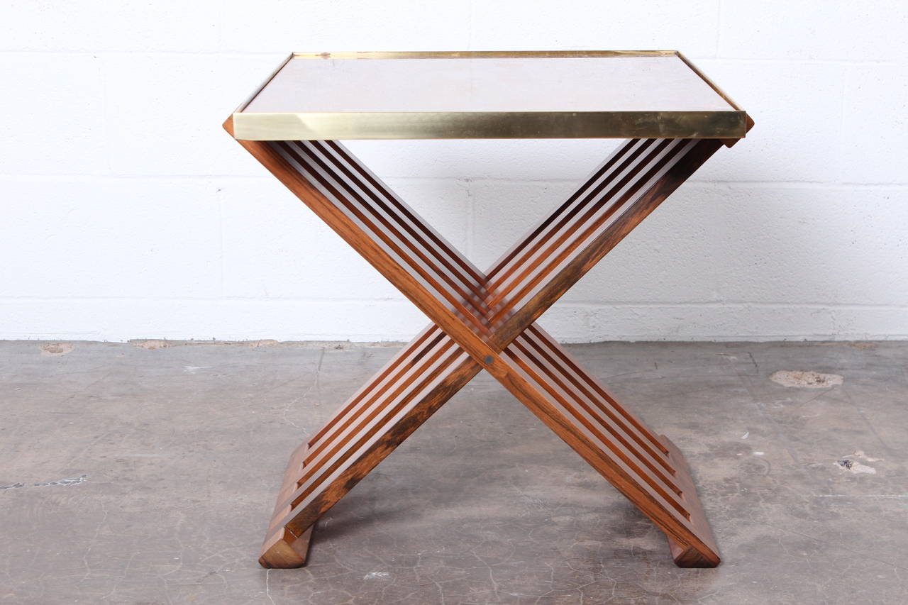 Mid-20th Century Dunbar X-Base Table with Marble Top