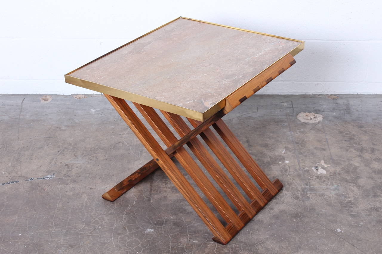 Dunbar X-Base Table with Marble Top 1