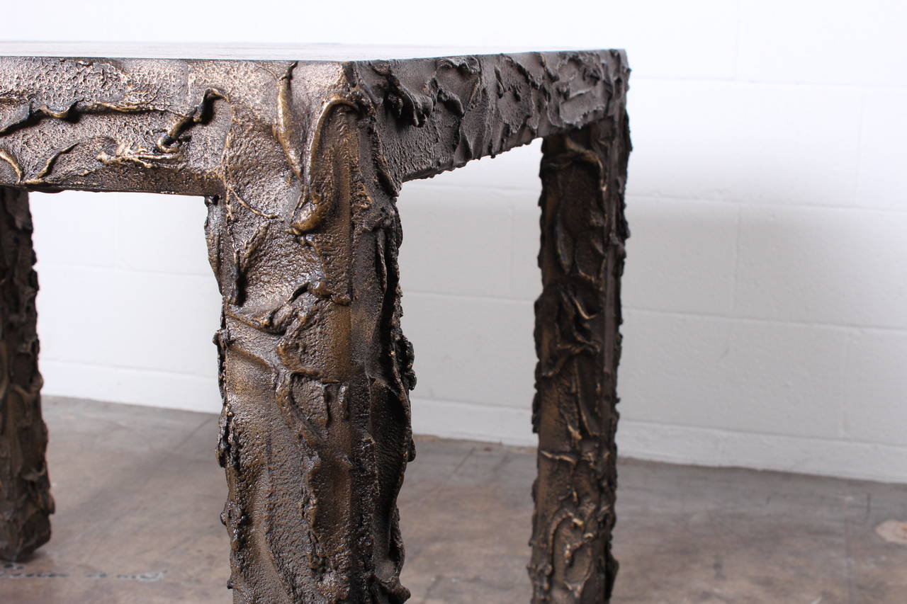 Sculpted Bronze Dining or Game Table by Paul Evans 1