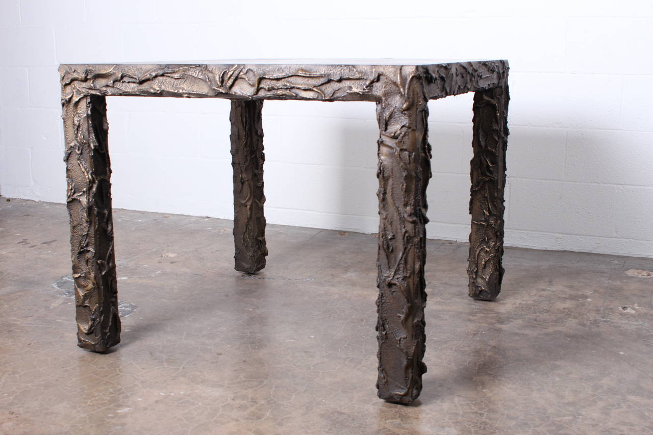 Sculpted Bronze Dining or Game Table by Paul Evans 4