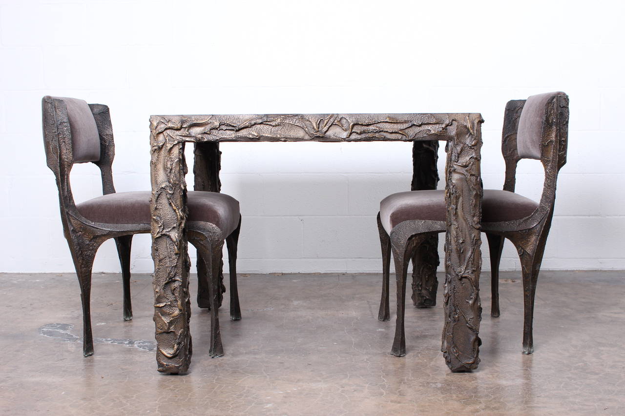 Sculpted Bronze Dining or Game Table by Paul Evans 5