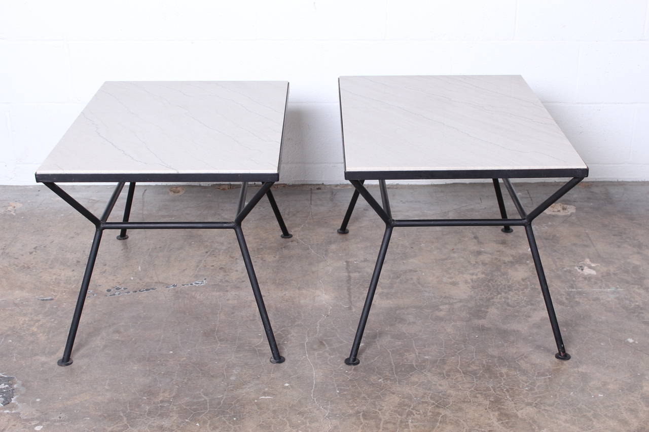 End Tables with inset Marble Tops
