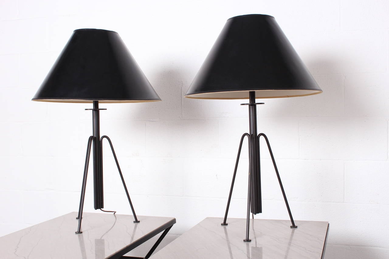 Mid-20th Century Pair of Metal Table Lamps