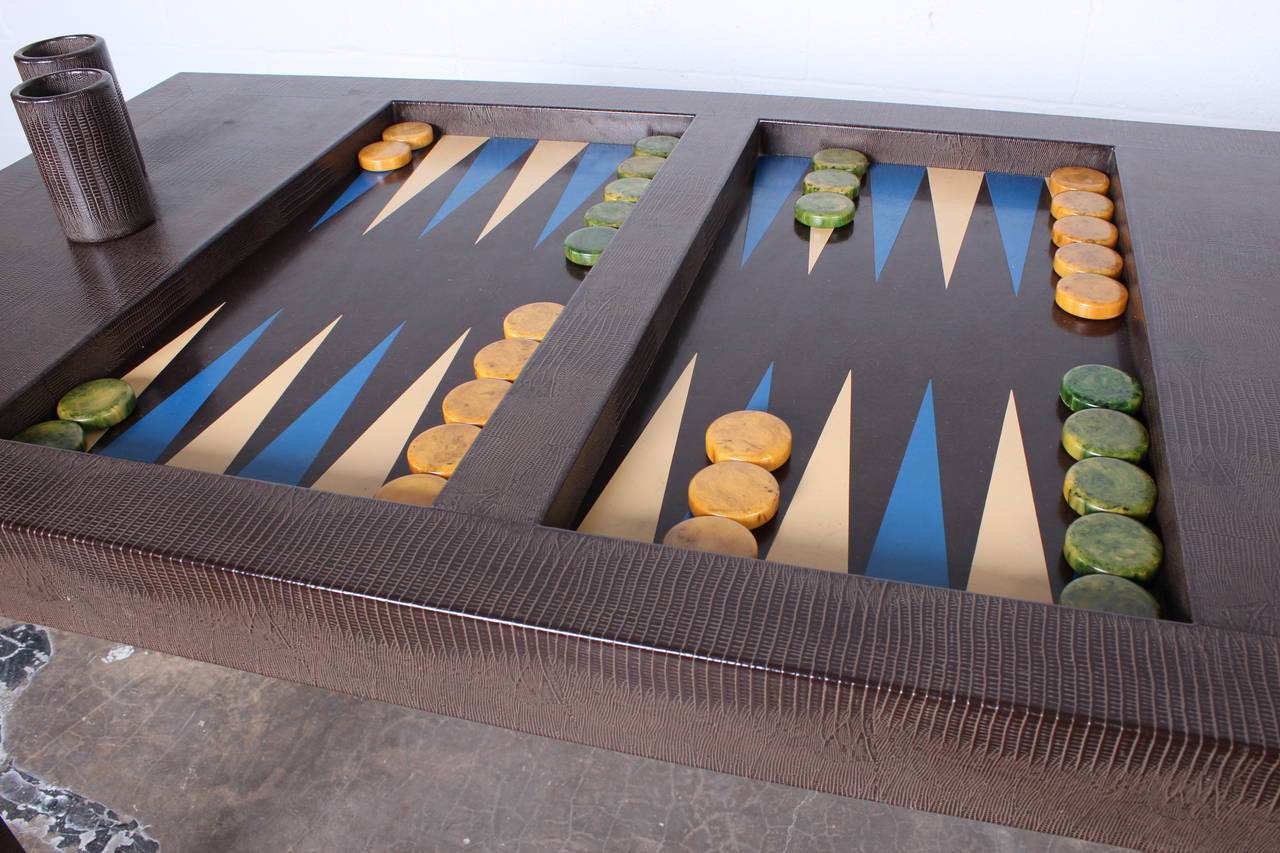 Lizard Embossed Backgammon Table by Karl Springer 1