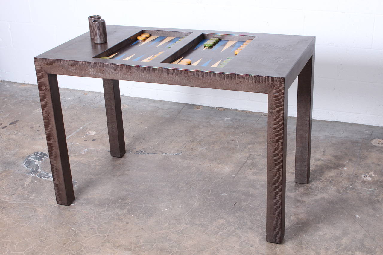 Lizard Embossed Backgammon Table by Karl Springer 3