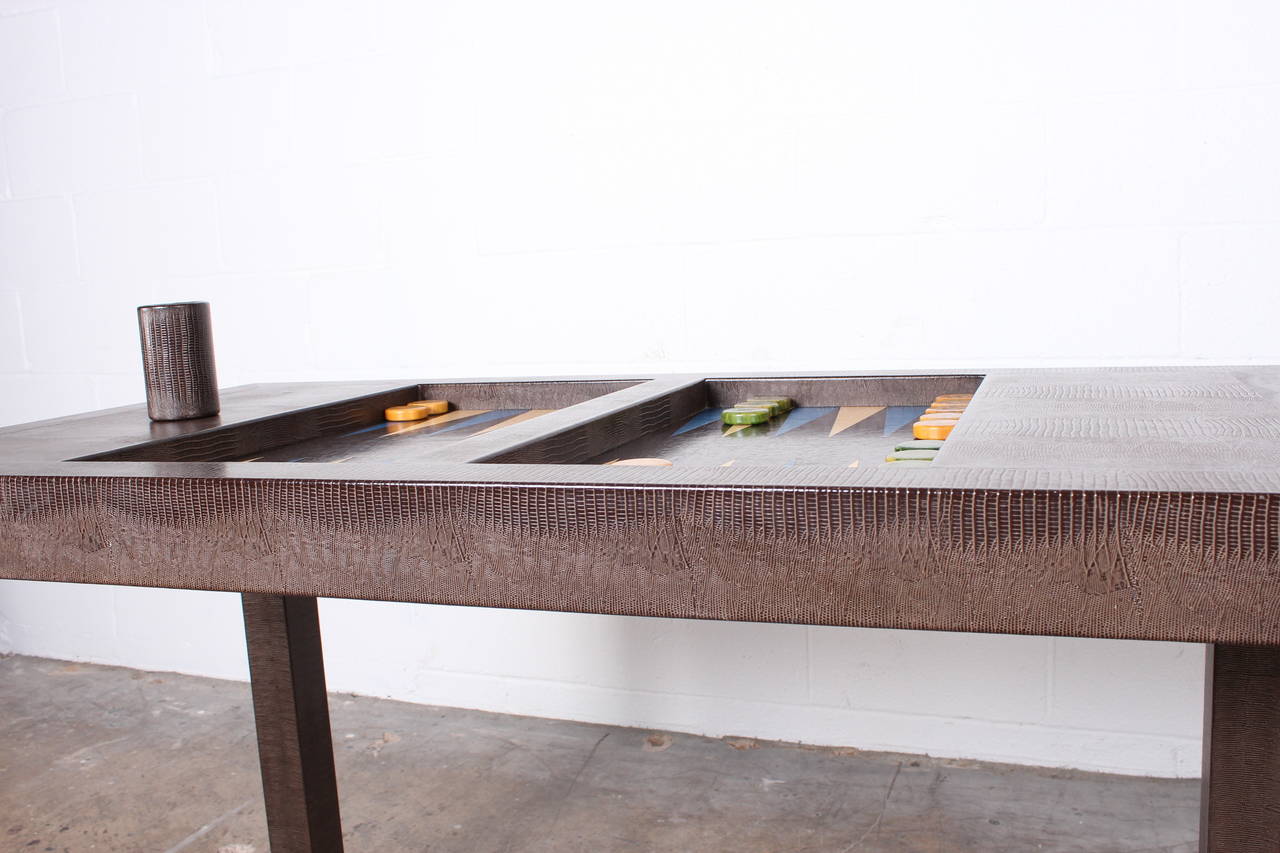Lizard Embossed Backgammon Table by Karl Springer 4