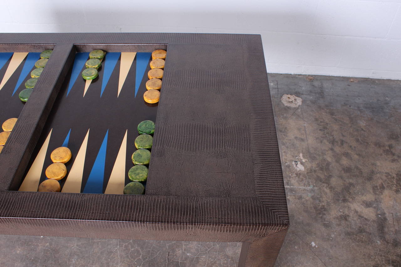 Lizard Embossed Backgammon Table by Karl Springer 5