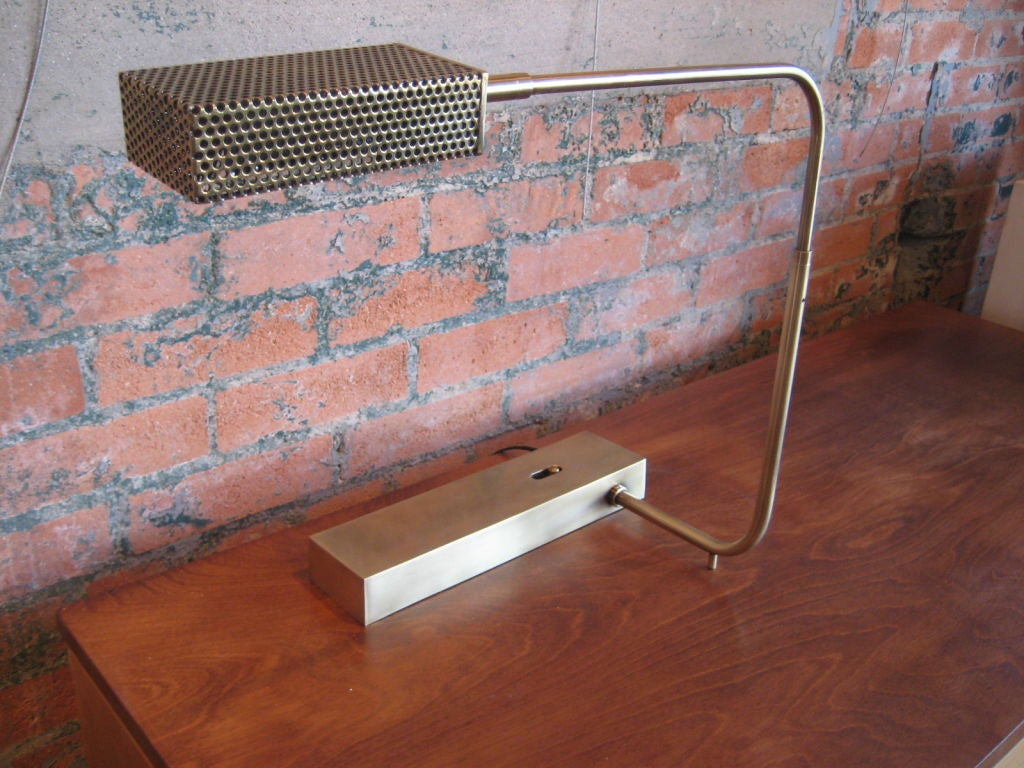 Pair of perforated brass desk lamps