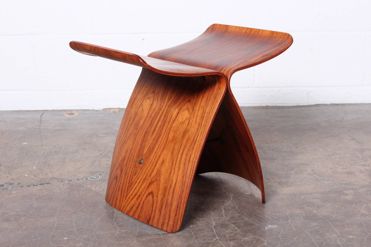 An early rosewood Butterfly stool designed by Sori Yanagi.
