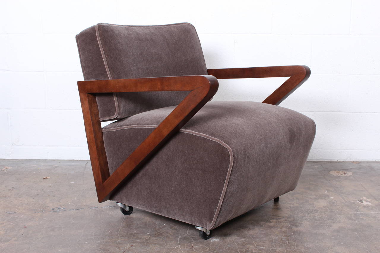 Pair of Angular Lounge Chairs In Excellent Condition In Dallas, TX