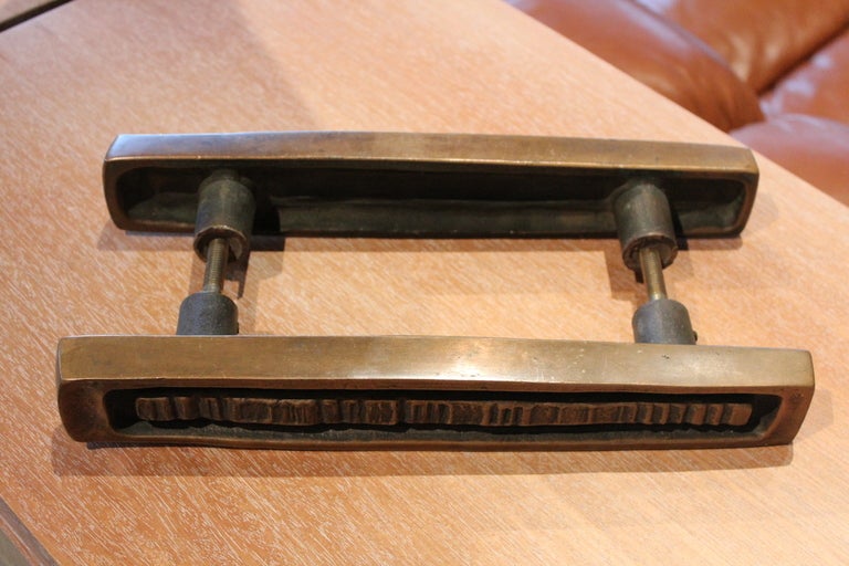 American Pair of bronze door handles by Forms and Surfaces