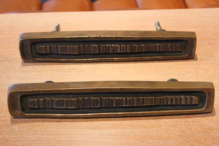 Bronze Pair of bronze door handles by Forms and Surfaces