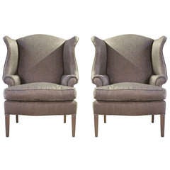 Rare Pair of Early Dunbar Wing Chairs by Edward Wormley