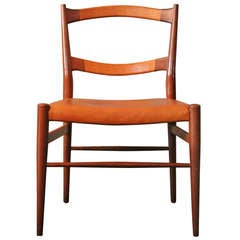 Teak and Leather Side Chair