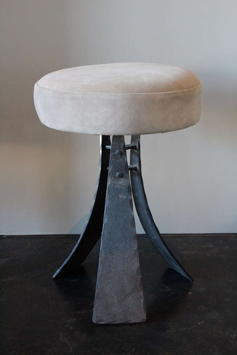 Pair of Forged Steel Stools Designed by John Baldasare