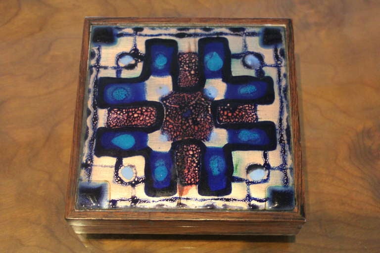 Alfred Klitgaard & Maria Viktor Rosewood and Enamel Box In Excellent Condition In Dallas, TX