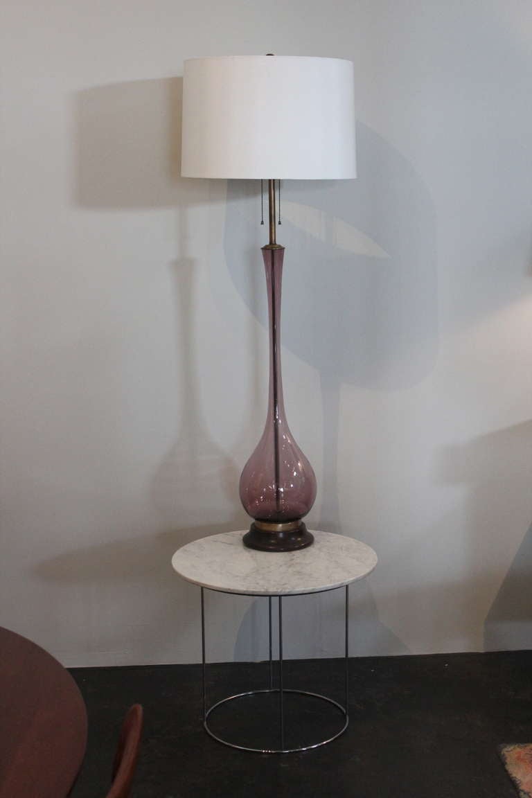 Large glass floor lamp by Marbro. Shade not included.