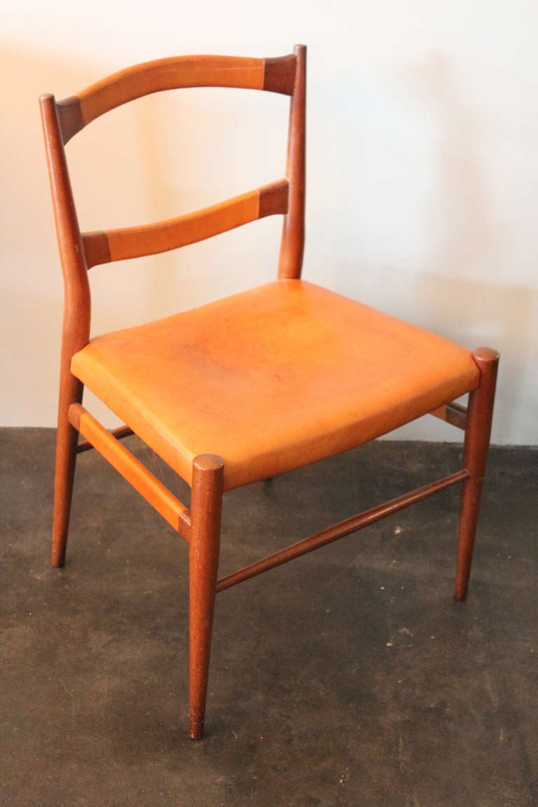 Teak and Leather Side Chair In Good Condition In Dallas, TX