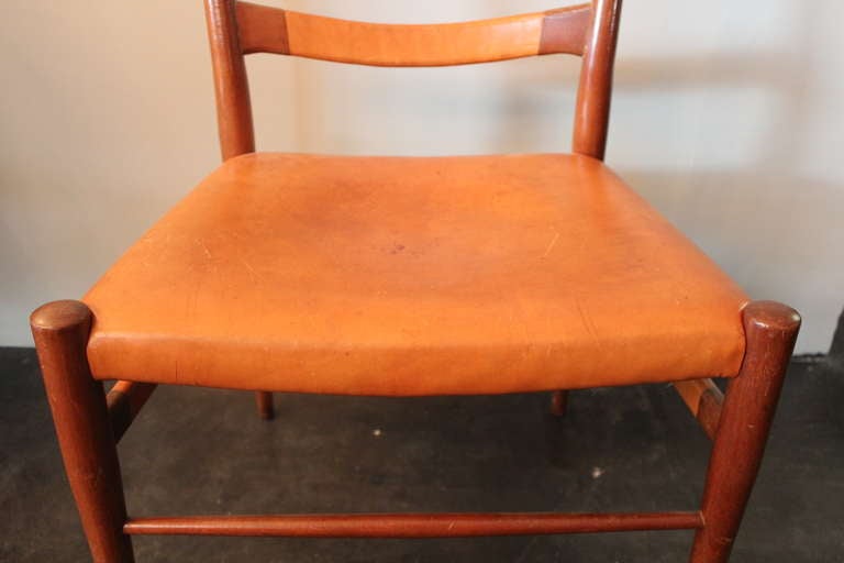 Teak and Leather Side Chair 1