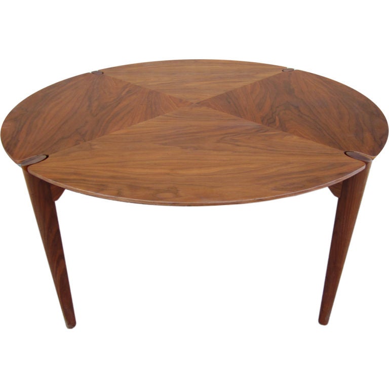 Walnut game/dining table by Brown Saltman