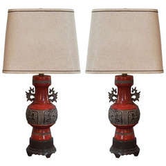 Pair of Italian Ceramic Lamps by Fredrick Cooper