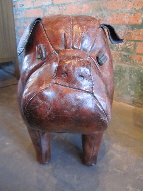 A vintage leather bulldog with beautiful patina by Abercrombie & Fitch.