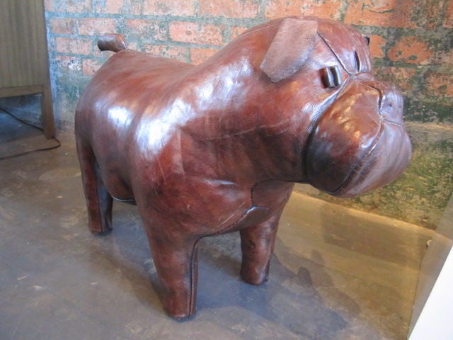 leather bulldog footstool