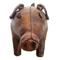 vintage leather pig ottoman with great patina