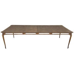 Walnut dining table with burl details by Mastercraft