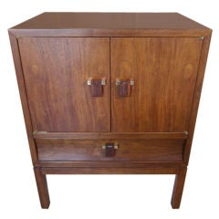 Vintage Small walnut cabinet with rosewood pulls by Edward Wormley