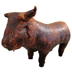 Abercrombie & Fitch leather bull ottoman