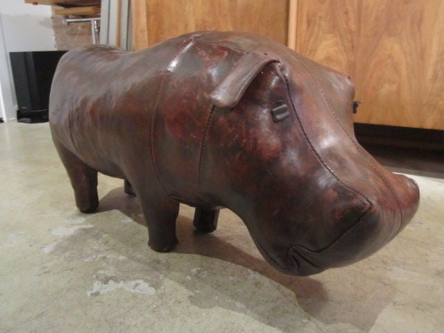 Leather hippo ottoman by Abercrombie & Fitch.  Other animals also available.