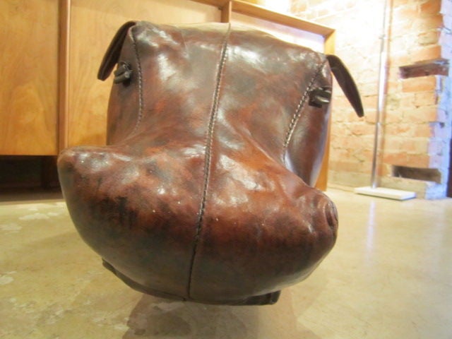 Mid-20th Century Abercrombie & Fitch leather hippo ottoman