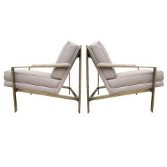 Pair of bronze lounge chairs by Milo Baughman