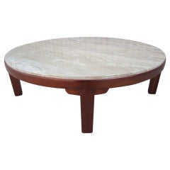 Large travertine coffee table by Edward Wormley for Dunbar