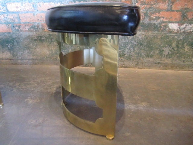 Pair of brass/leather stools by Grosfeld House 3