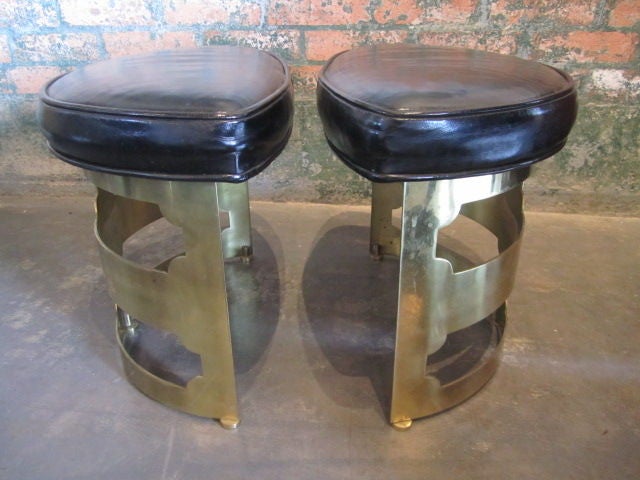 Pair of brass/leather stools by Grosfeld House 6