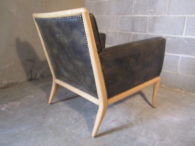 Lounge chair by T.H. Robsjohn Gibbings in original leather 3