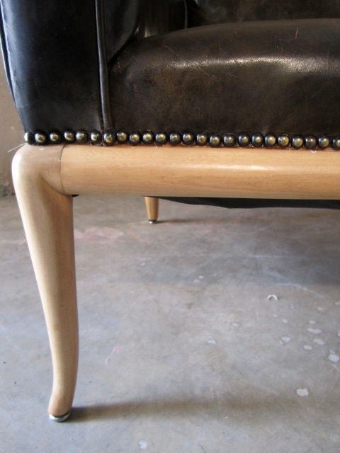 Lounge chair by T.H. Robsjohn Gibbings in original leather 6