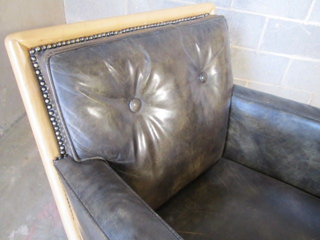 Lounge chair by T.H. Robsjohn Gibbings in original leather 7