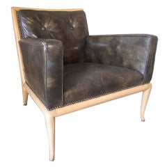 Lounge chair by T.H. Robsjohn Gibbings in original leather