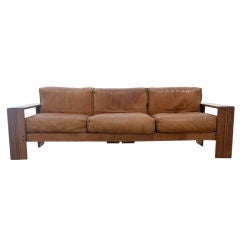 Rare Walnut & Leather ‘Artona’ Sofa by Afra & Tobia Scarpa