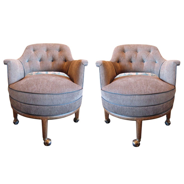 Pair of Maurice Bailey for Monteverdi-Young Swiveling Arm Chairs