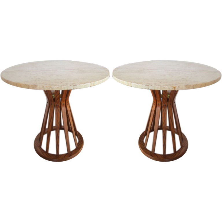 Pair of tall Sheaf of Wheat tables by Dunbar
